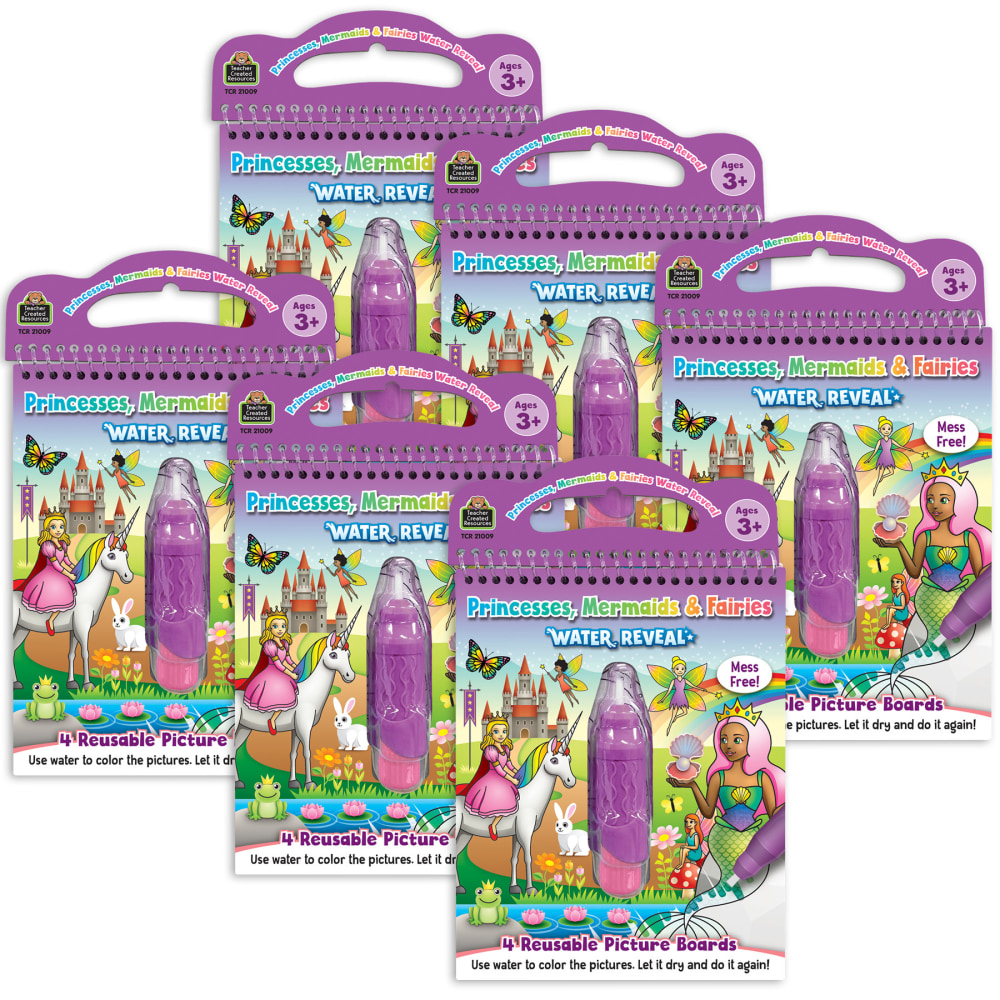 Teacher Created Resources Water Reveal Books, Princesses, Mermaids & Fairies, Bundle Of 6 Sets MPN:TCR21009-6