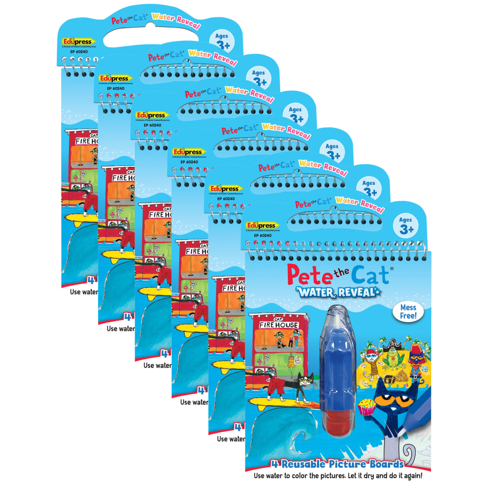 Teacher Created Resources Water Reveal Books, Pete The Cat, Bundle Of 6 Sets MPN:TCR60240-6