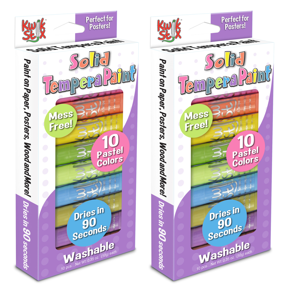 The Pencil Grip Kwik Stix Solid Tempera Paint Sticks, 10 mL, Pastel, Pack Of 10 Sticks, Set Of 2 Packs MPN:TPG680-2