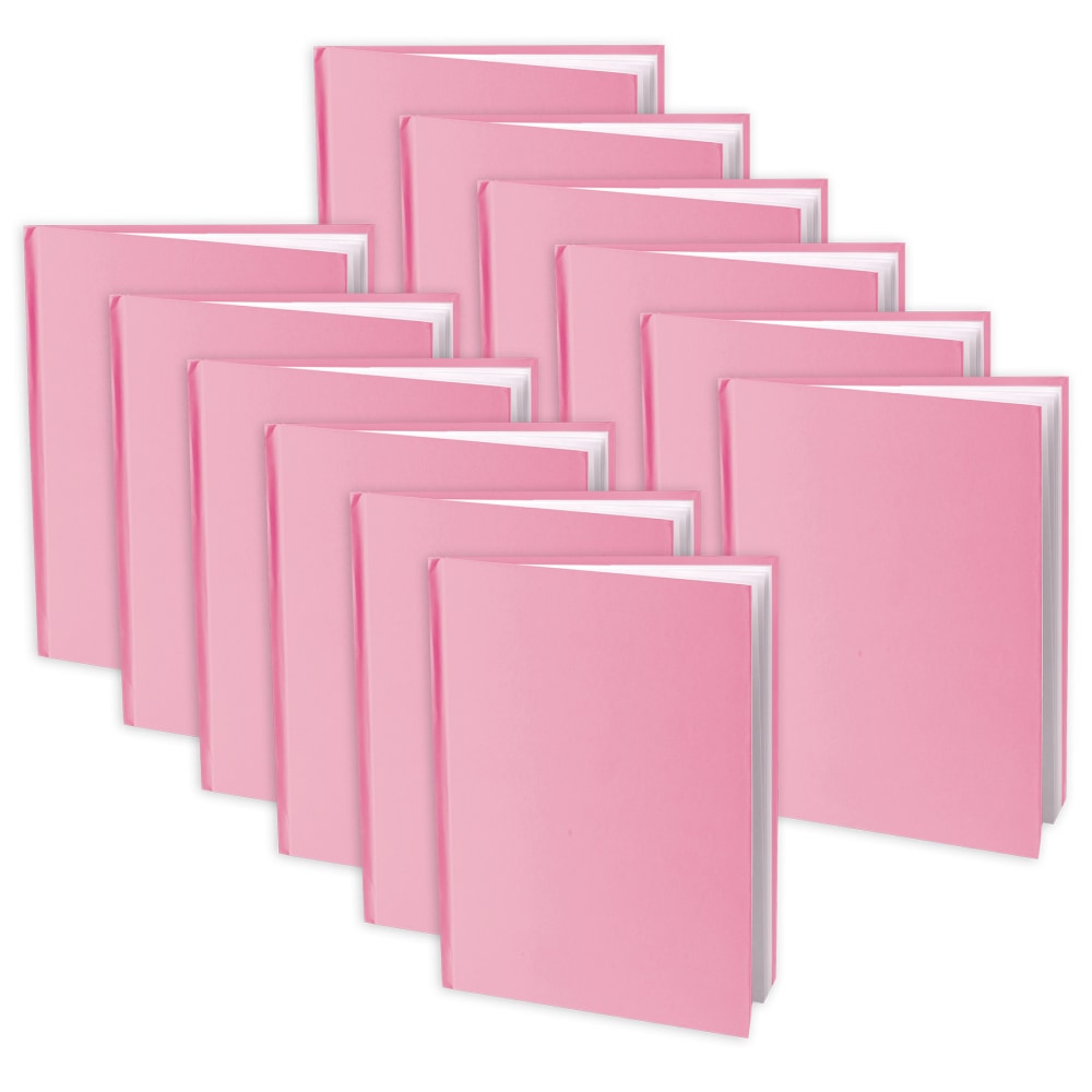 Ashley Young Authors Hardcover Blank Book, 8inH x 6inW Portrait, 14 Sheets/28 Pages, Pink Cover, White Pages, Pack Of 12 MPN:ASH10713-12