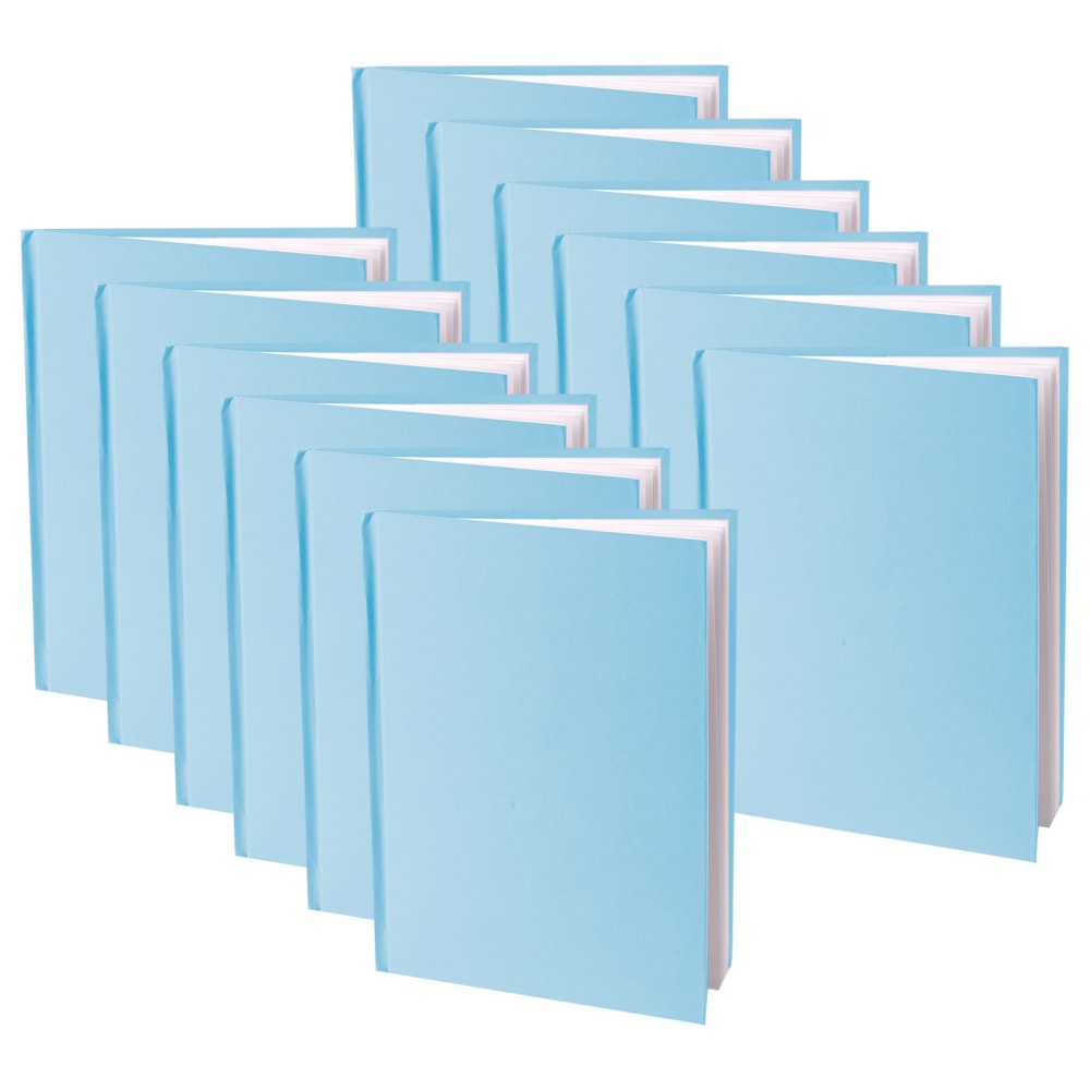 Ashley Young Authors Hardcover Blank Book, 8inH x 6inW Portrait, 14 Sheets/28 Pages, Blue Cover, White Pages, Pack Of 12 MPN:ASH10714-12