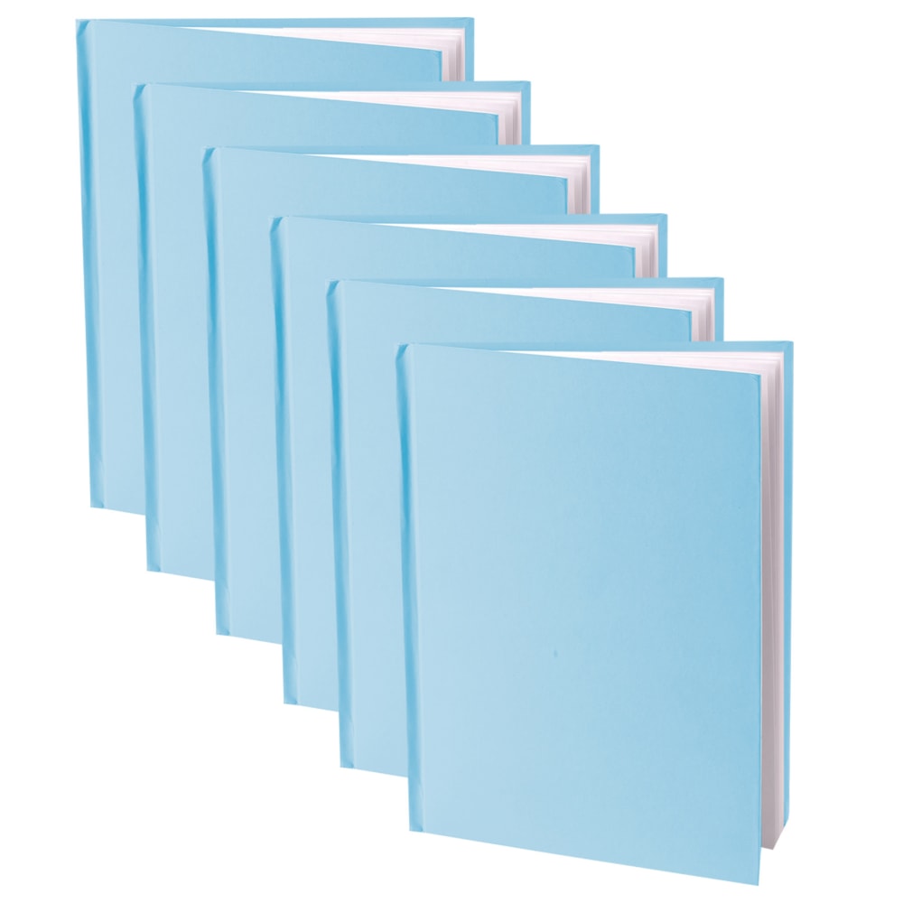 Ashley Young Authors Hardcover Blank Book, 11inH x 8 1/2inW Portrait, 14 Sheets/28 Pages, Blue Cover, White Pages, Pack Of 6 MPN:ASH10716-6