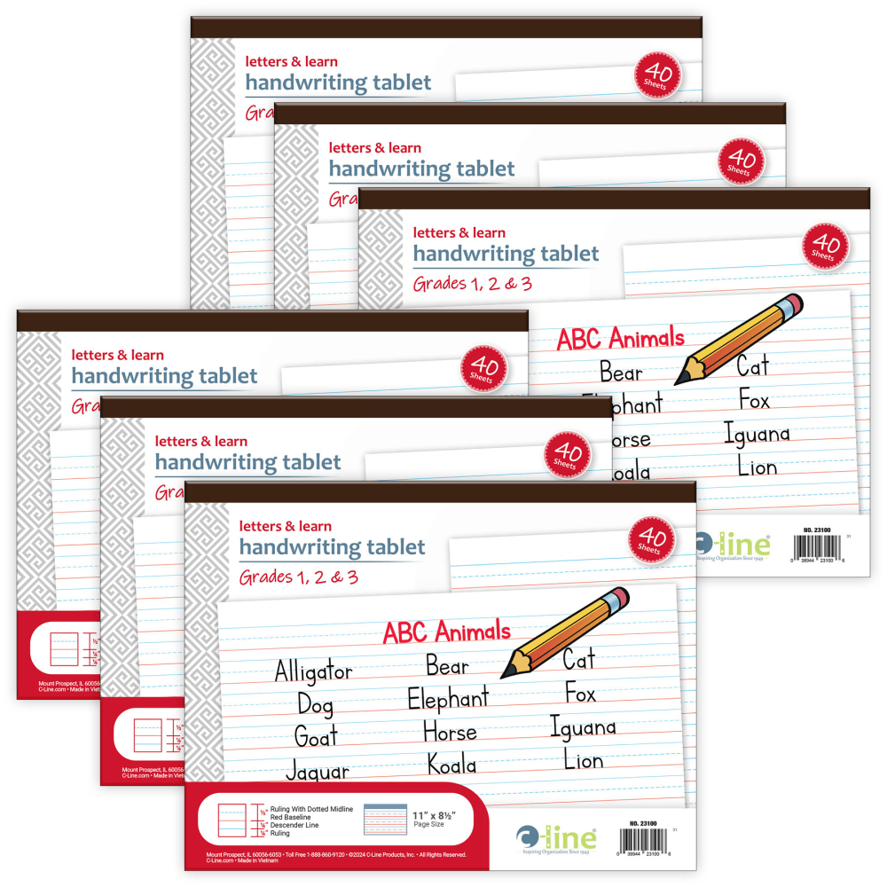 C-Line Letters & Learn Handwriting Tablet, 11in x 8-1/2in, 40 Sheets, Pack Of 6 MPN:CLI23100-6