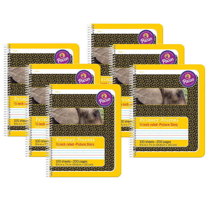 Pacon Primary Composition Books, 9-3/4in x 7-1/2in, Primary Ruled, 100 Sheets, Yellow, Pack Of 6 Books MPN:PAC2430-6