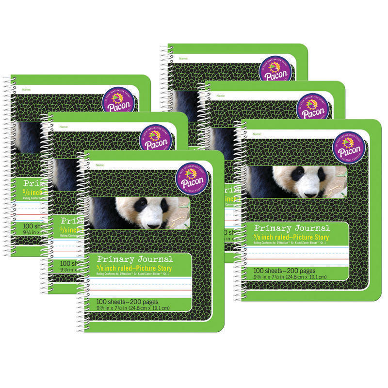 Pacon Primary Composition Books, 9-3/4in x 7-1/2in, Primary Ruled, 200 Pages (100 Sheets), Green, Pack Of 6 Books MPN:PAC2434-6