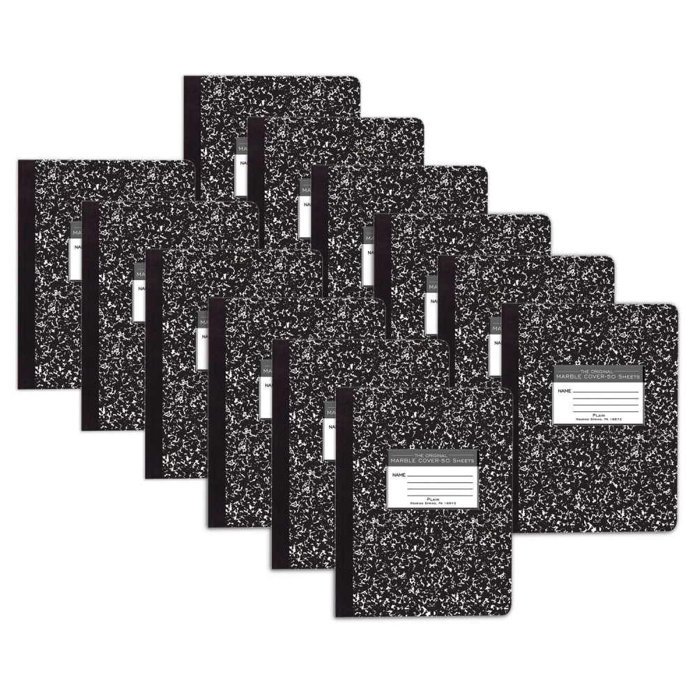 Roaring Spring Paper Products Composition Book, Unruled, 9-3/4in x 7-1/2in, 50 Sheets, Black Marble, Pack Of 12 MPN:ROA77260-12
