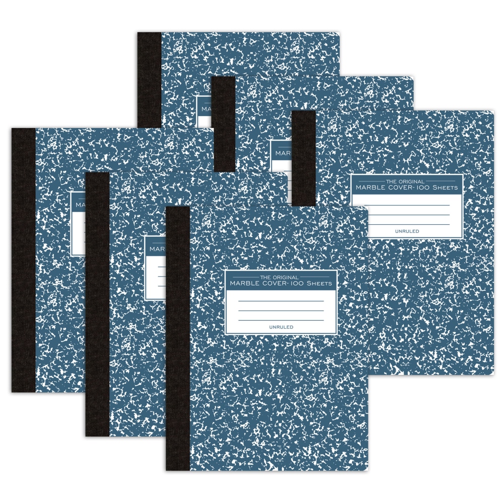 Roaring Spring Paper Products Composition Book, Unruled, 9-3/4in x 7-1/2in, 100 Sheets, Blue Marble, Pack Of 6 MPN:ROA77261-6