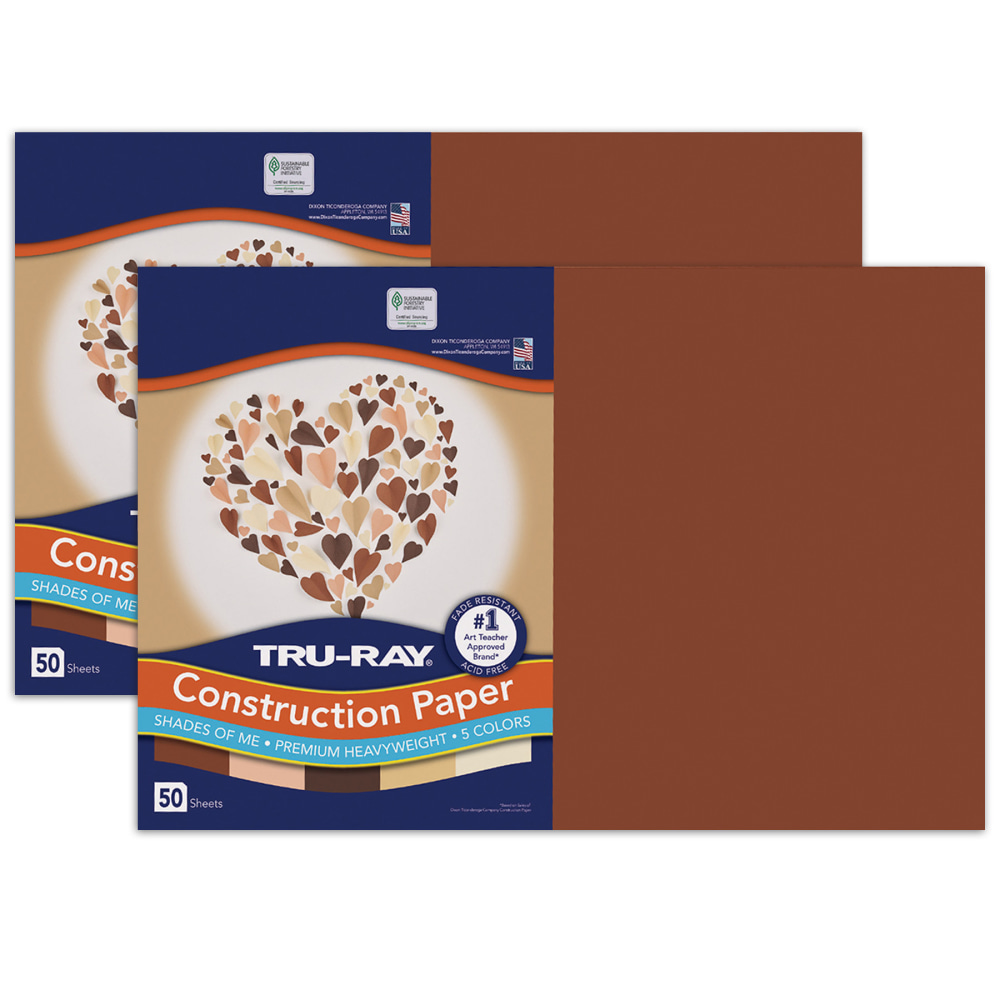 Tru-Ray Construction Paper, Heavyweight, 12in x 18in, 5 Assorted Skin Tone Colors, 50 Sheets Per Pack, Set Of 2 Packs MPN:PAC102950-2