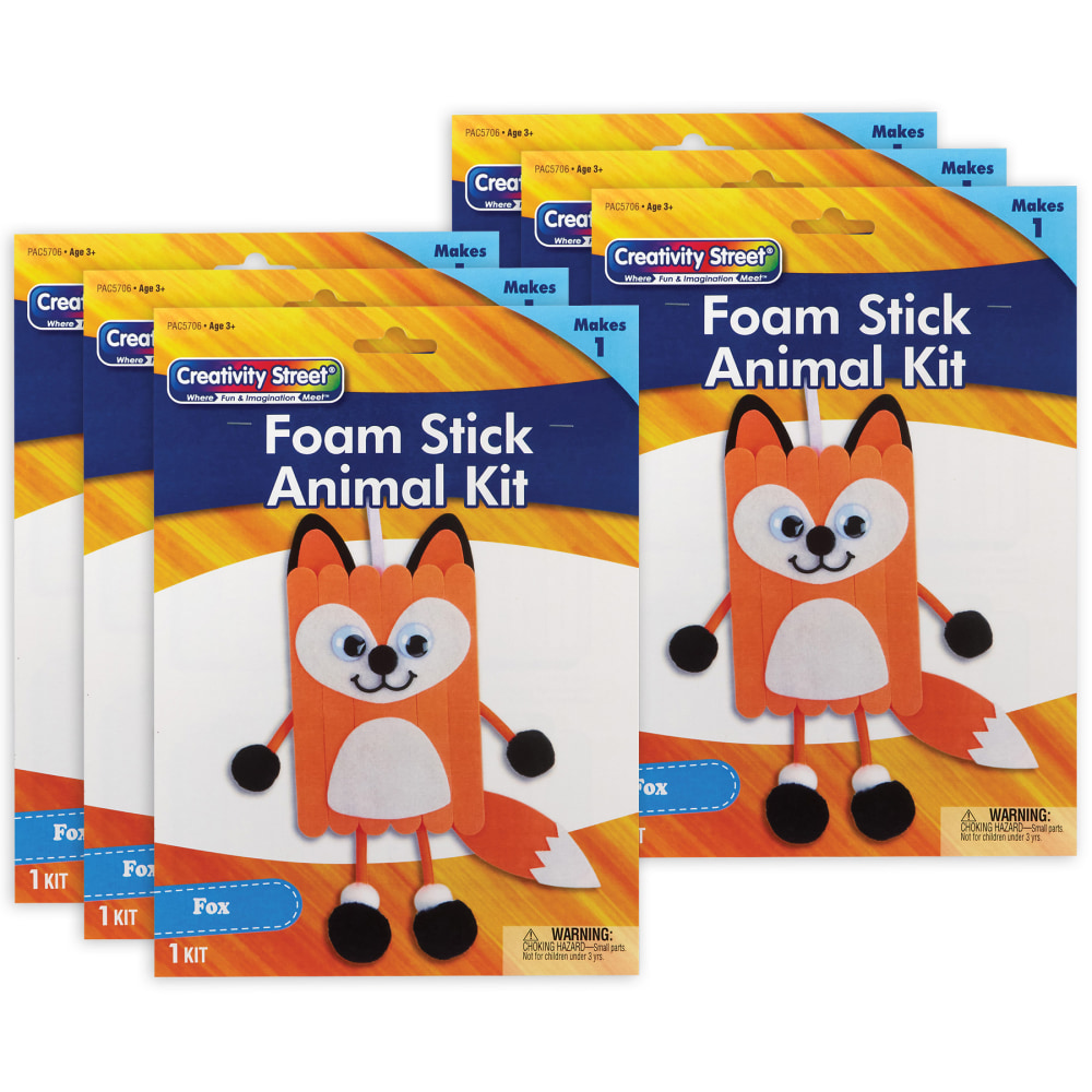 Creativity Street Foam Stick Animal Kits, 11in x 6-3/4in x 1in, Fox, Set Of 6 Kits MPN:PACAC5706-6