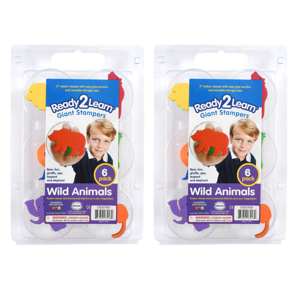READY 2 LEARN Giant Stampers, Wild Animals, 6 Per Pack, Set Of 2 Packs MPN:CE-6769-2