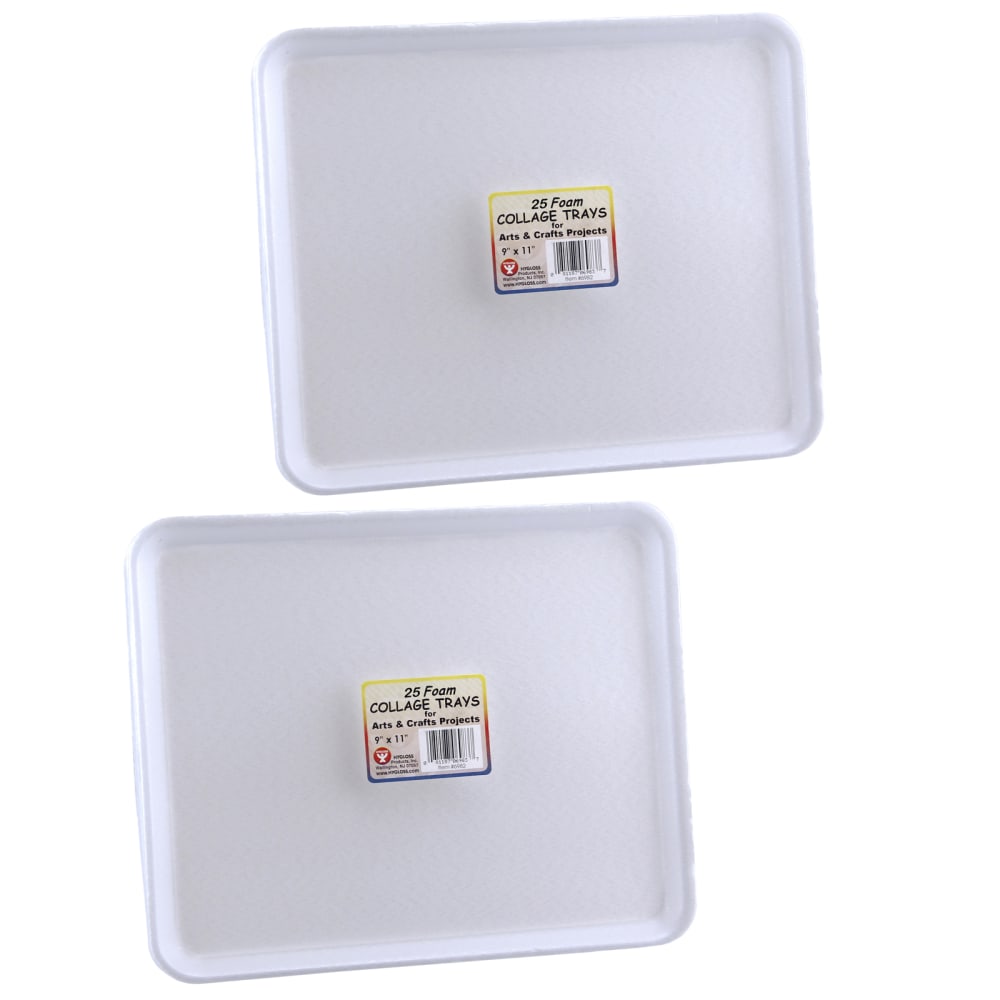 Hygloss Foam Trays, 9in x 11in, 25 Trays Per Pack, Set Of 2 Packs MPN:HYG6982-2