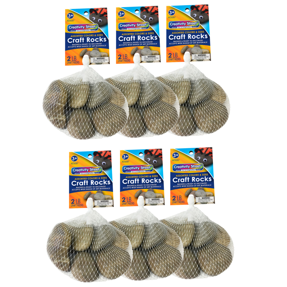 Creativity Street Stone Craft Rocks, 2 Lb, Assorted Colors, Pack Of 6 Bags MPN:PACAC5267-6