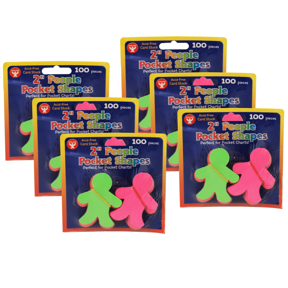Hygloss Pocket Shapes, 2in People, 100 Shapes Per Pack, Set Of 6 Packs MPN:HYG61521-6