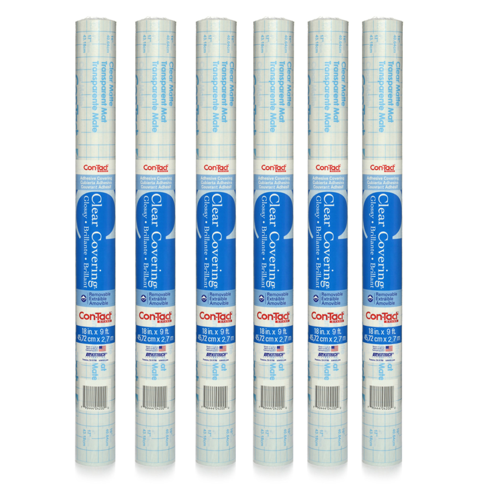 Kittrich Con-Tact Adhesive Rolls, 18in x 9ft, Clear, Pack Of 6 Rolls MPN:KIT09FC9D73-6