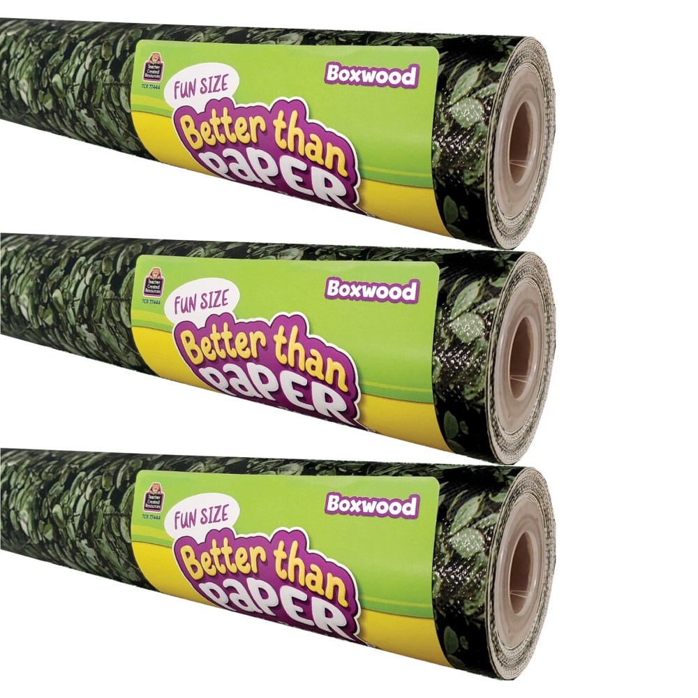 Teacher Created Resources Fun-Size Better Than Paper Bulletin Board Rolls, 18in x 12ft, Boxwood, Pack Of 3 Rolls MPN:TCR77444-3
