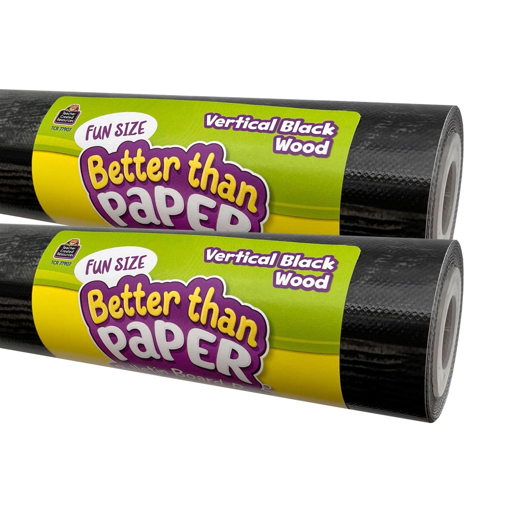 Teacher Created Resources Fun-Size Better Than Paper Bulletin Board Rolls, 18in x 12ft, Vertical Black Wood, Pack Of 2 Rolls MPN:TCR77907-2