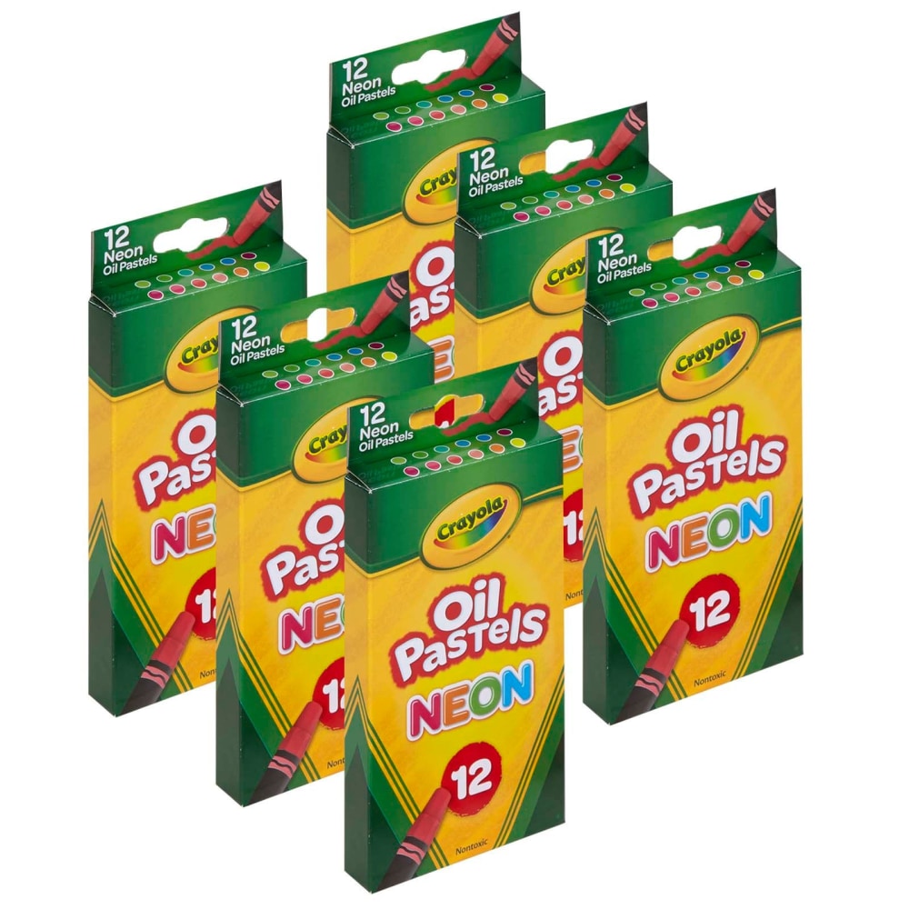 Crayola Oil Pastels, Assorted Neon Colors, 12 Sticks Per Pack, Set Of 6 Packs MPN:BIN524613-6