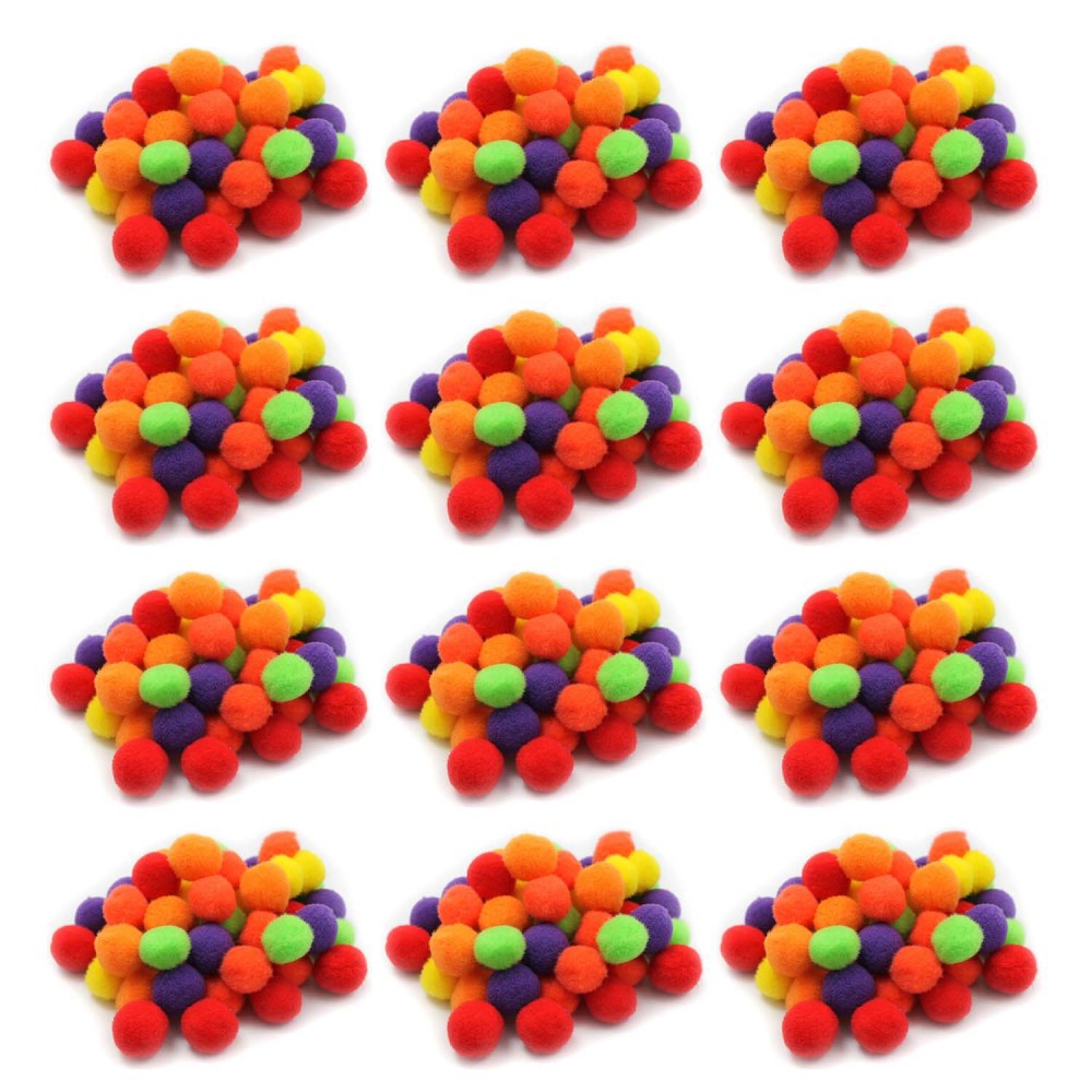 Charles Leonard Pom-Poms, Assorted Hot Colors, 50 Pom-Poms Per Pack, Set Of 12 Packs MPN:CHL69516-12