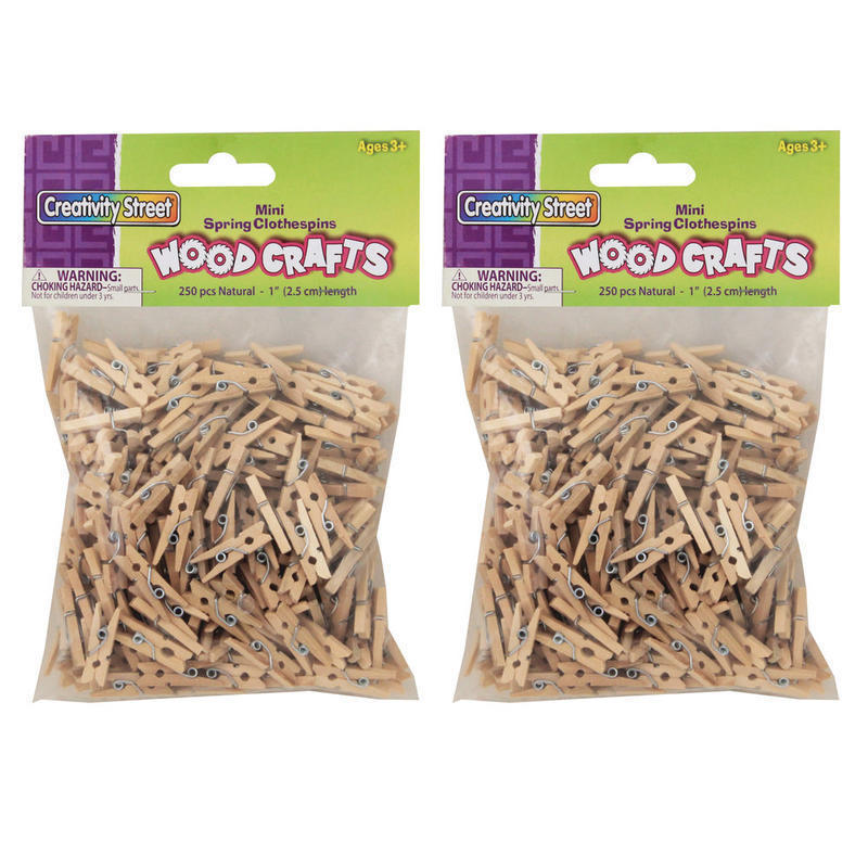 Creativity Street Mini Spring Clothespins, Natural Wood, 1in, 250 Clothespins Per Pack, Pack Of 2 Packs MPN:CK-367201-2