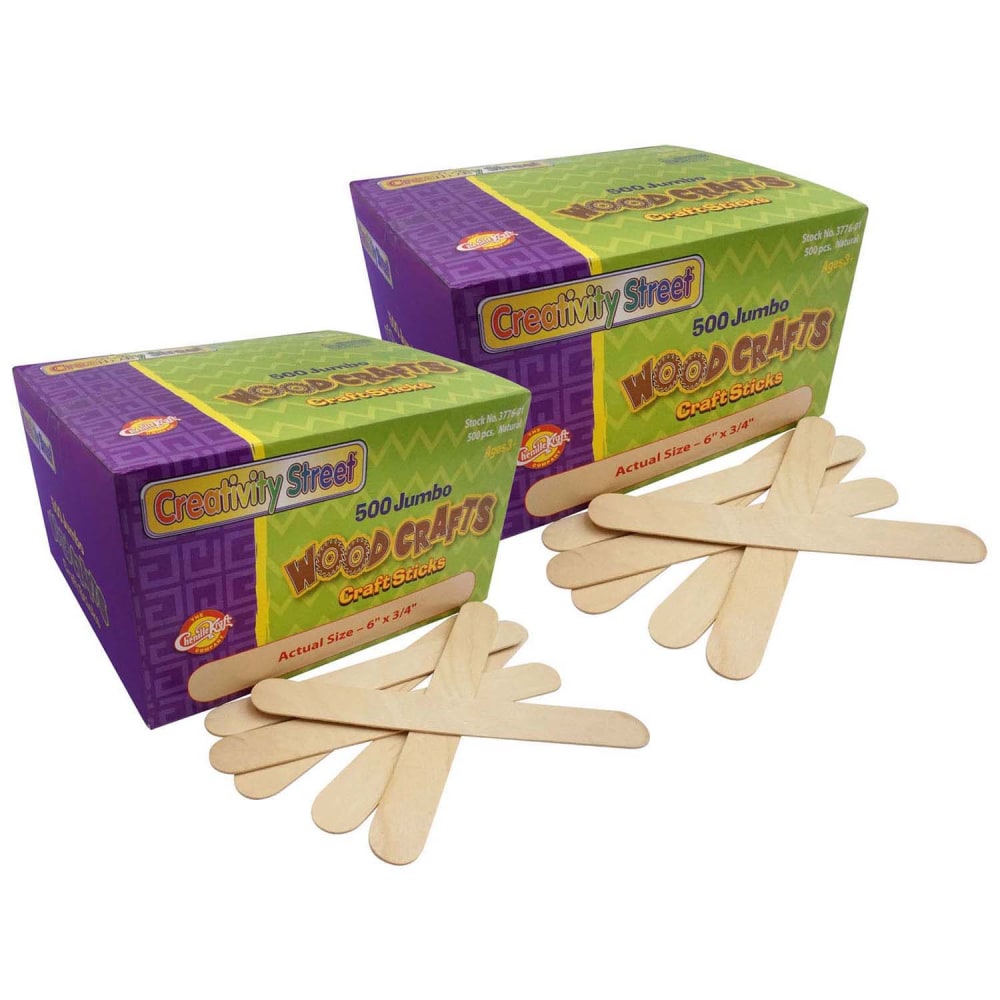 Creativity Street Jumbo Craft Sticks, 6in x 3/4in, Natural, 500 Pieces Per Pack, Set Of 2 Packs MPN:CK-377601-2
