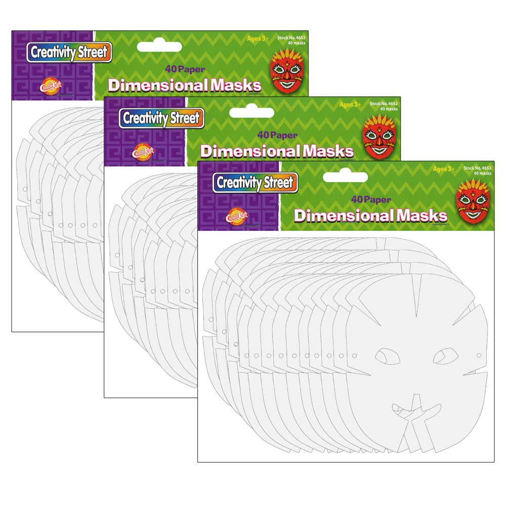 Creativity Street Paper Die-Cut Masks, 10-1/2in x 8-1/4in, Dimensional, 40 Masks Per Pack, Bundle Of 3 Packs MPN:CK-4652-3