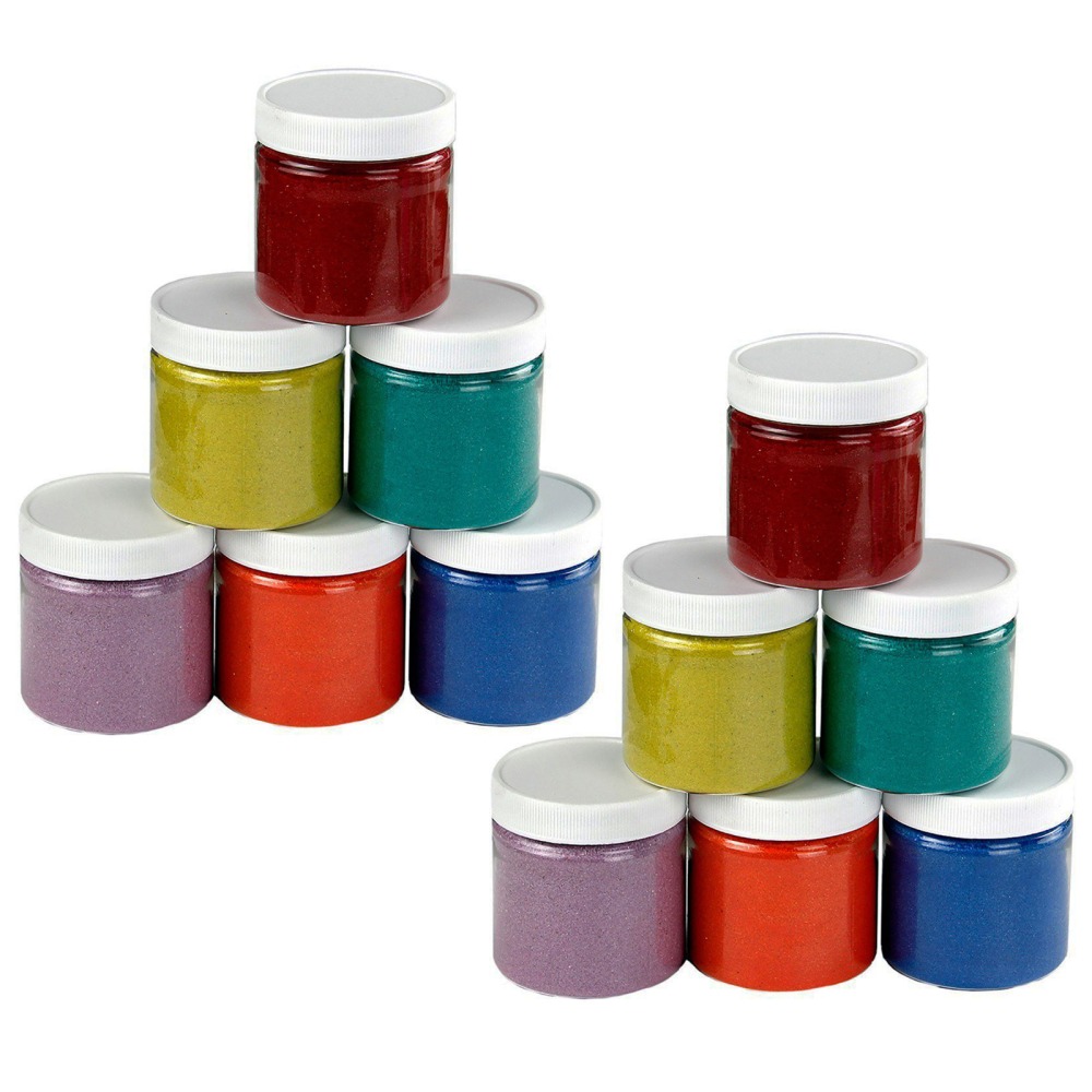 Hygloss Colored Sand, 6 Oz, Assorted Colors, 6 Jars Per Pack, Set Of 2 Packs MPN:HYG29606-2