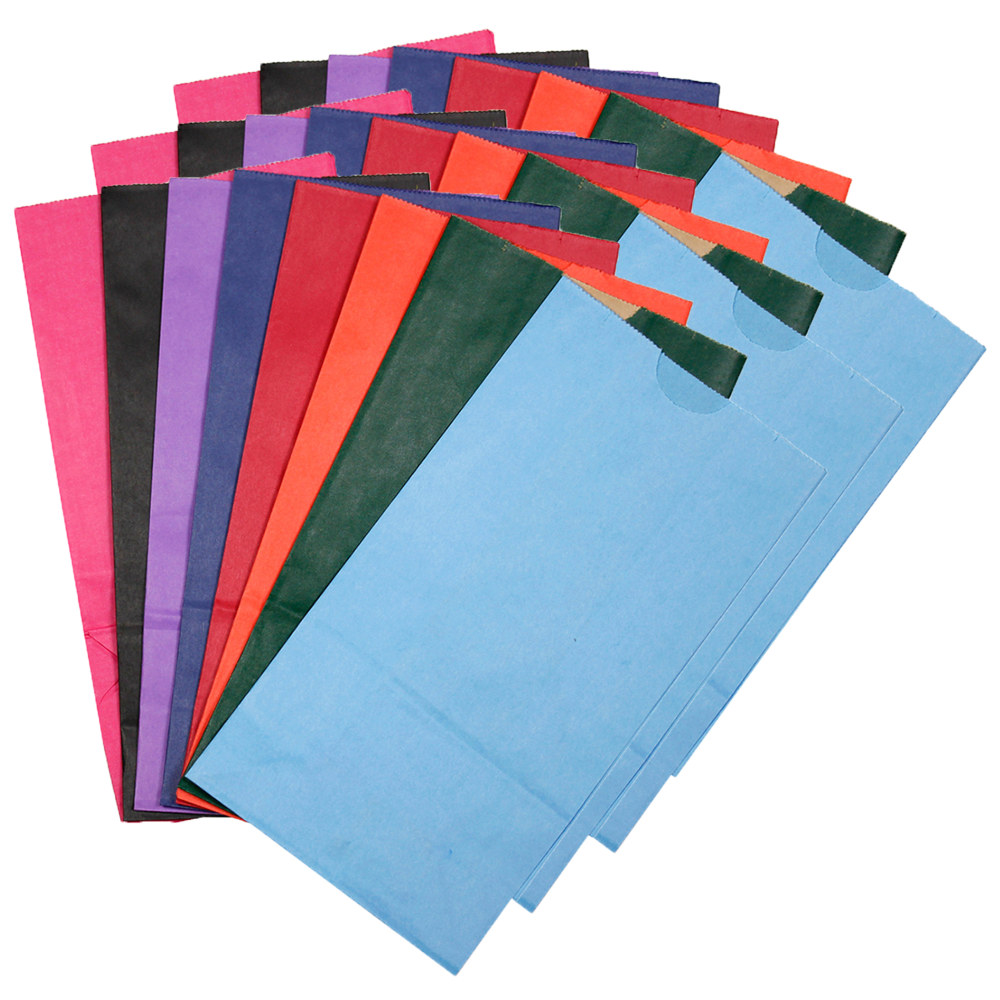 Hygloss Gusseted Flat Bottom Paper Bags, Size #6, Bright Assorted Colors, 28 Bags Per Pack, Set Of 3 Packs MPN:HYG66288-3