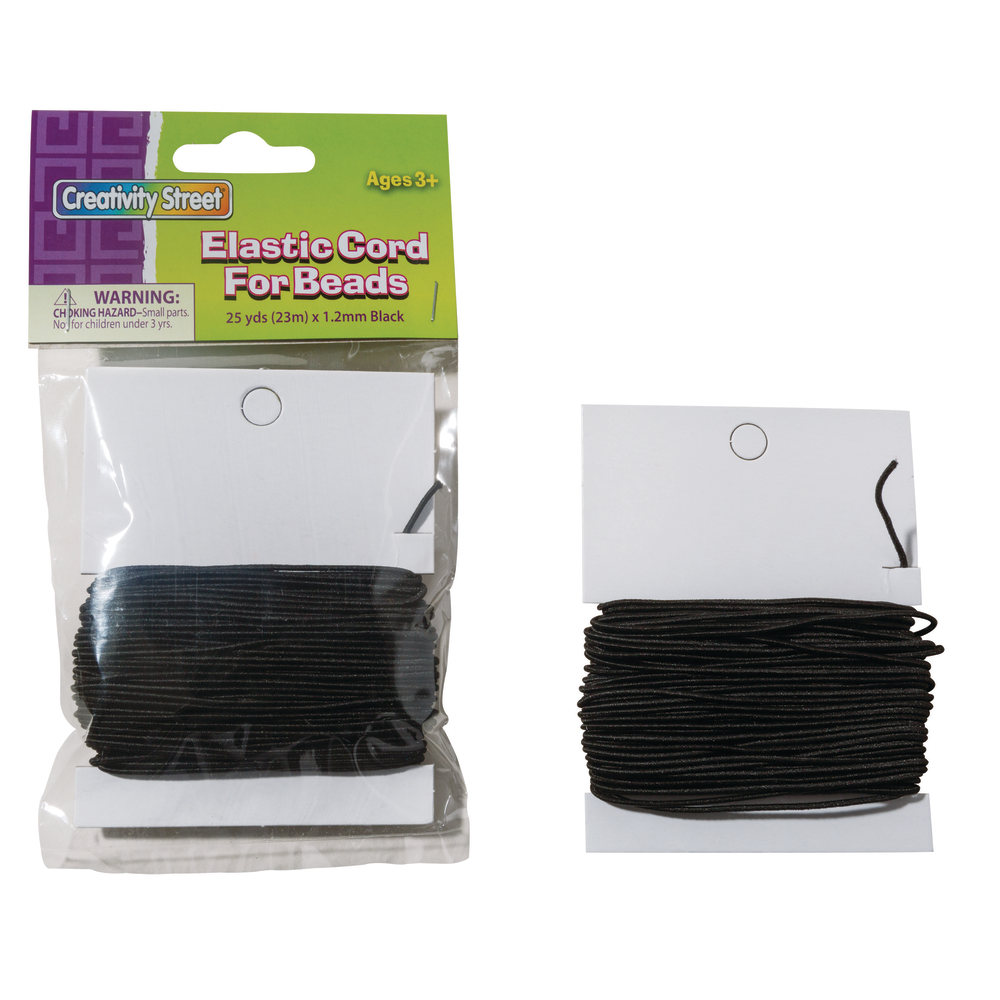 Creativity Street Elastic Cords, 25 Yd, Black, 25 Cords Per Pack, Set Of 3 Packs MPN:PACAC3728-3