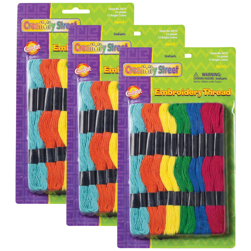 Creativity Street Embroidery Thread Skeins, Assorted Colors, 24 Skeins Per Pack, Set Of 3 Packs MPN:PACAC6475-3