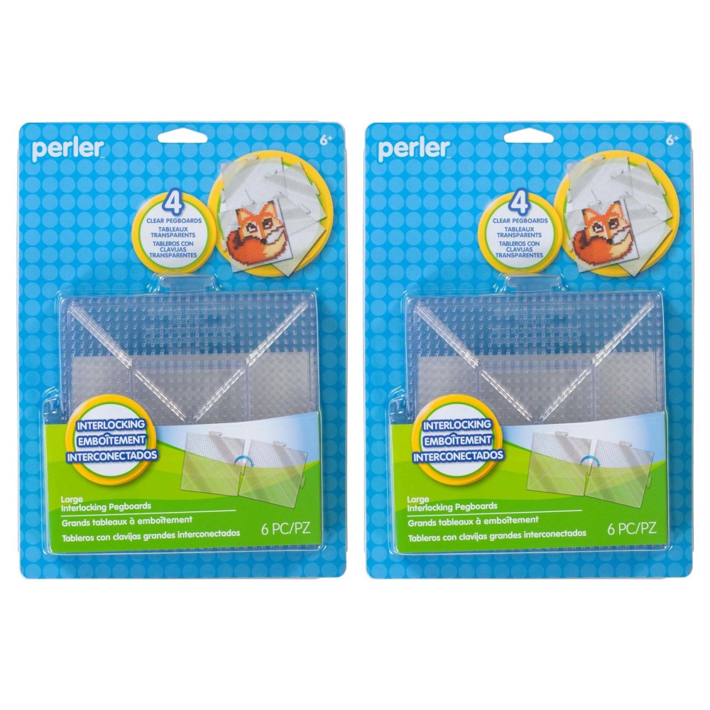 Perler Large Clear Pegboards, Clear, 4 Pegboards Per Pack, Set Of 2 Packs MPN:PER8022666-2