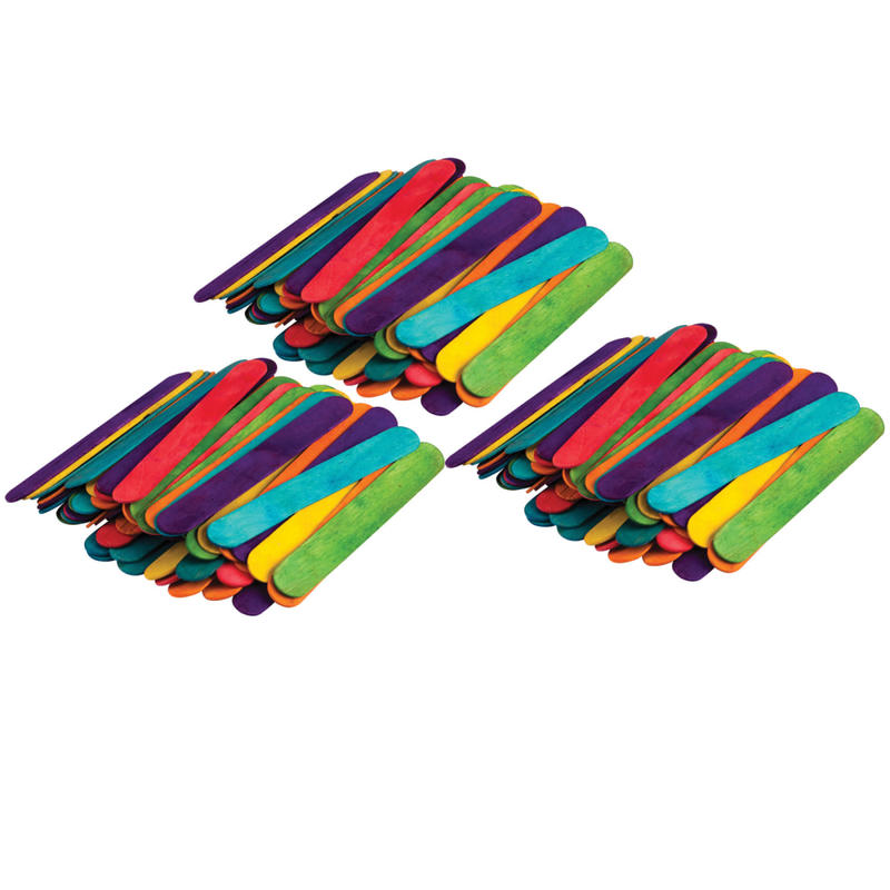 Teacher Created Resources STEM Basics Jumbo Wood Craft Sticks, 6in x 3/4in, Assorted Colors, 200 Sticks Per Pack, Case Of 3 Packs MPN:TCR20918-3