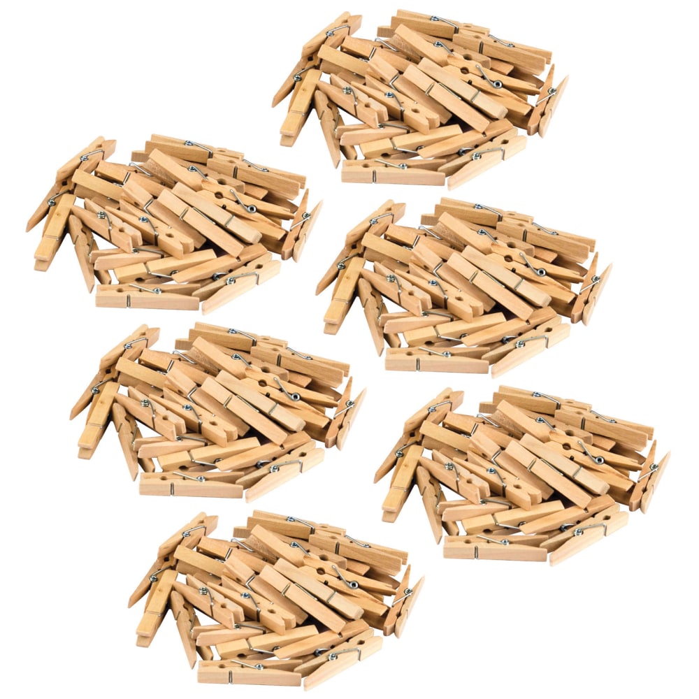 Teacher Created Resources STEM Basics Medium Clothespins, Beige, 50 Clothespins Per Pack, Set Of 6 Packs MPN:TCR20930-6