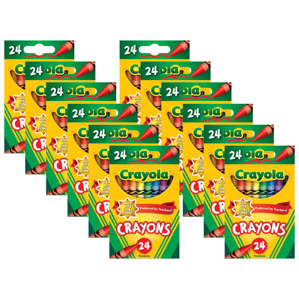 Crayola Crayons, Regular Size, Assorted Colors, 24 Crayons Per Box, Set Of 12 Boxes MPN:BIN3024-12