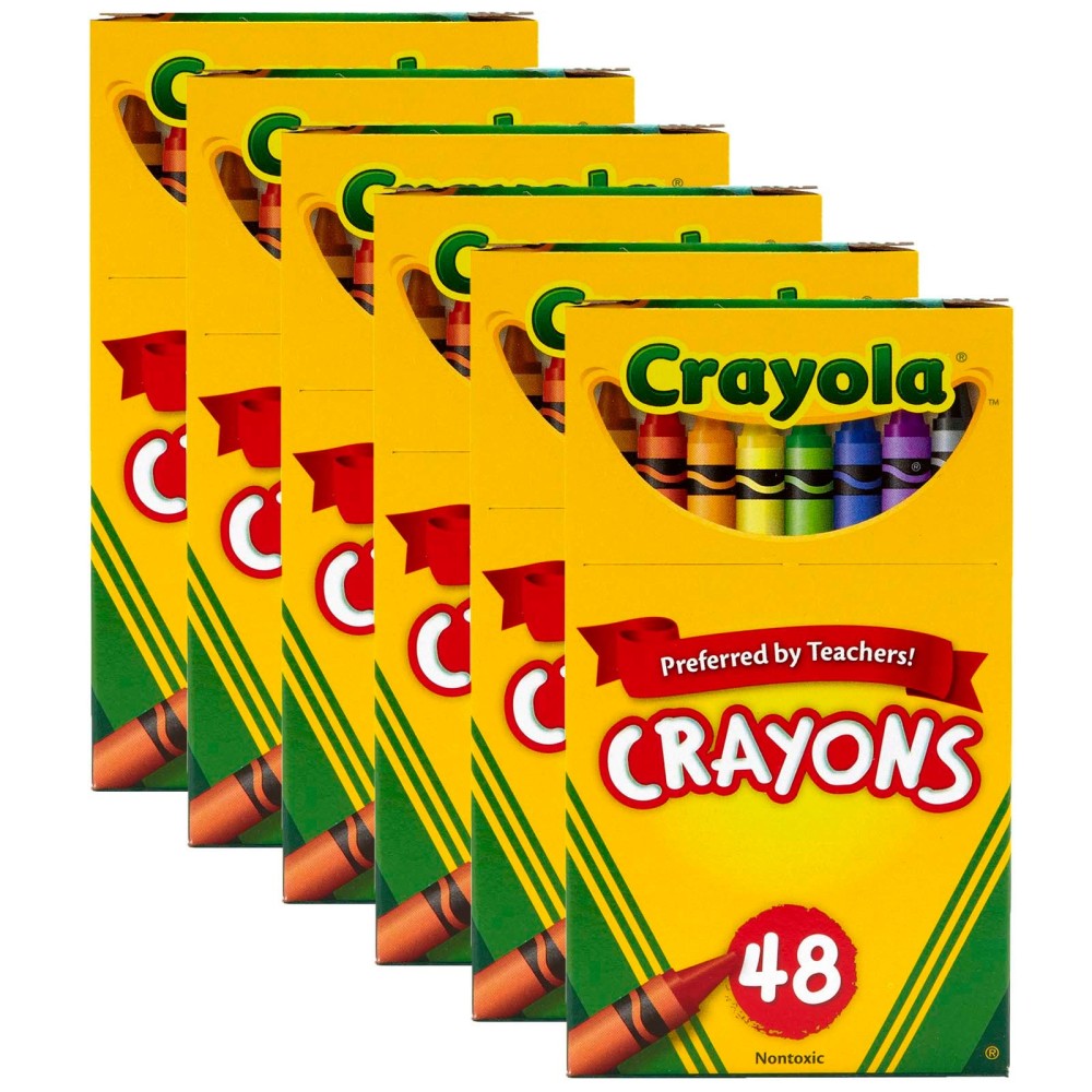 Crayola Crayons, Regular Size, Assorted Colors, 48 Per Box, Set Of 6 Boxes MPN:BIN48-6