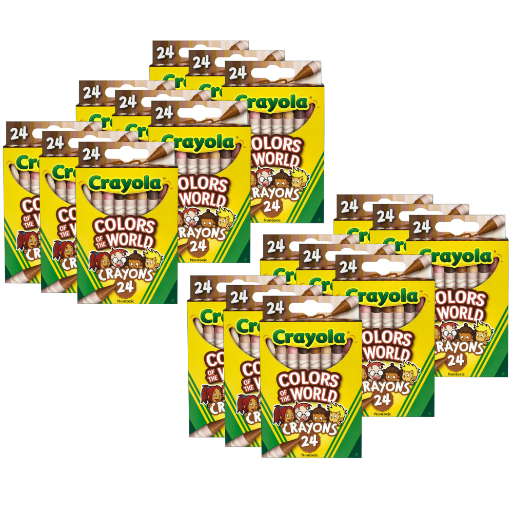 Crayola Colors Of The World Crayons, Assorted Colors, 24 Crayons Per Pack, Set Of 12 Packs MPN:BIN520108-12