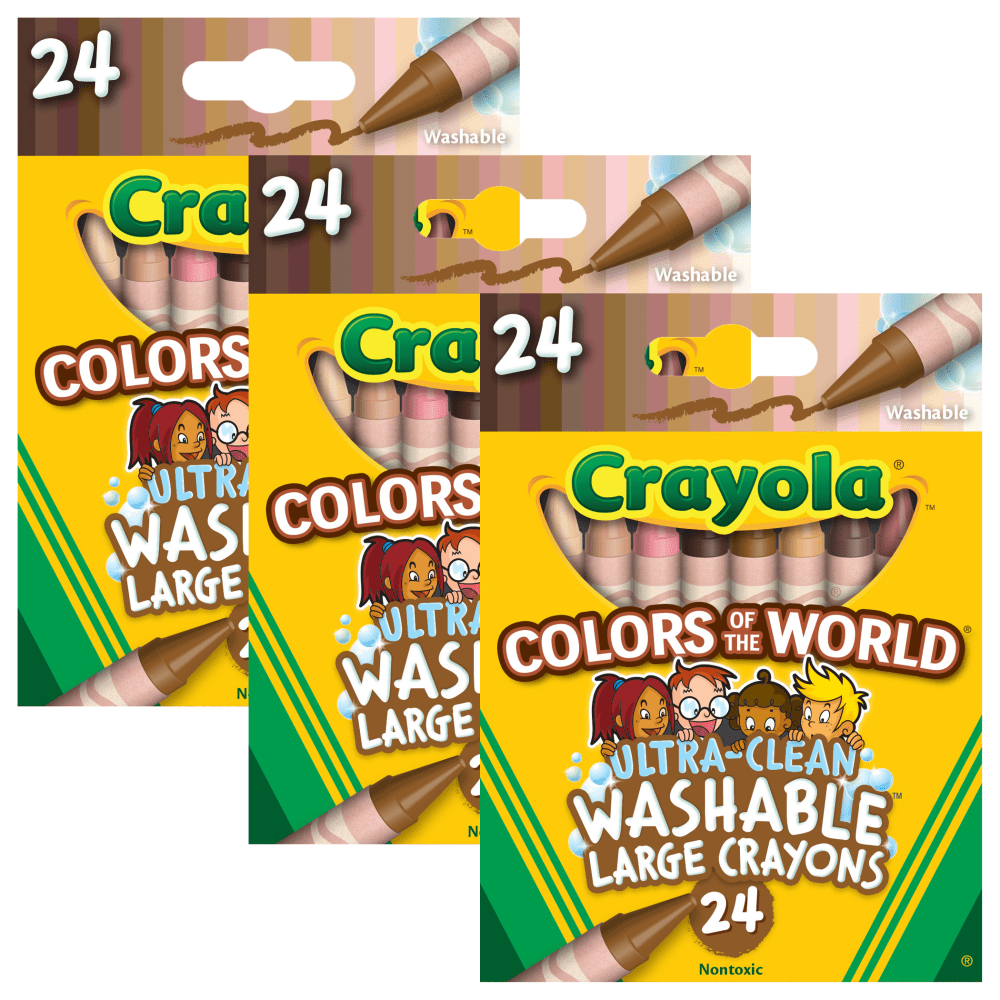 Crayola Large Crayons, Colors of the World, 24 Crayons Per Box, Set Of 3 Boxes MPN:BIN520134-3