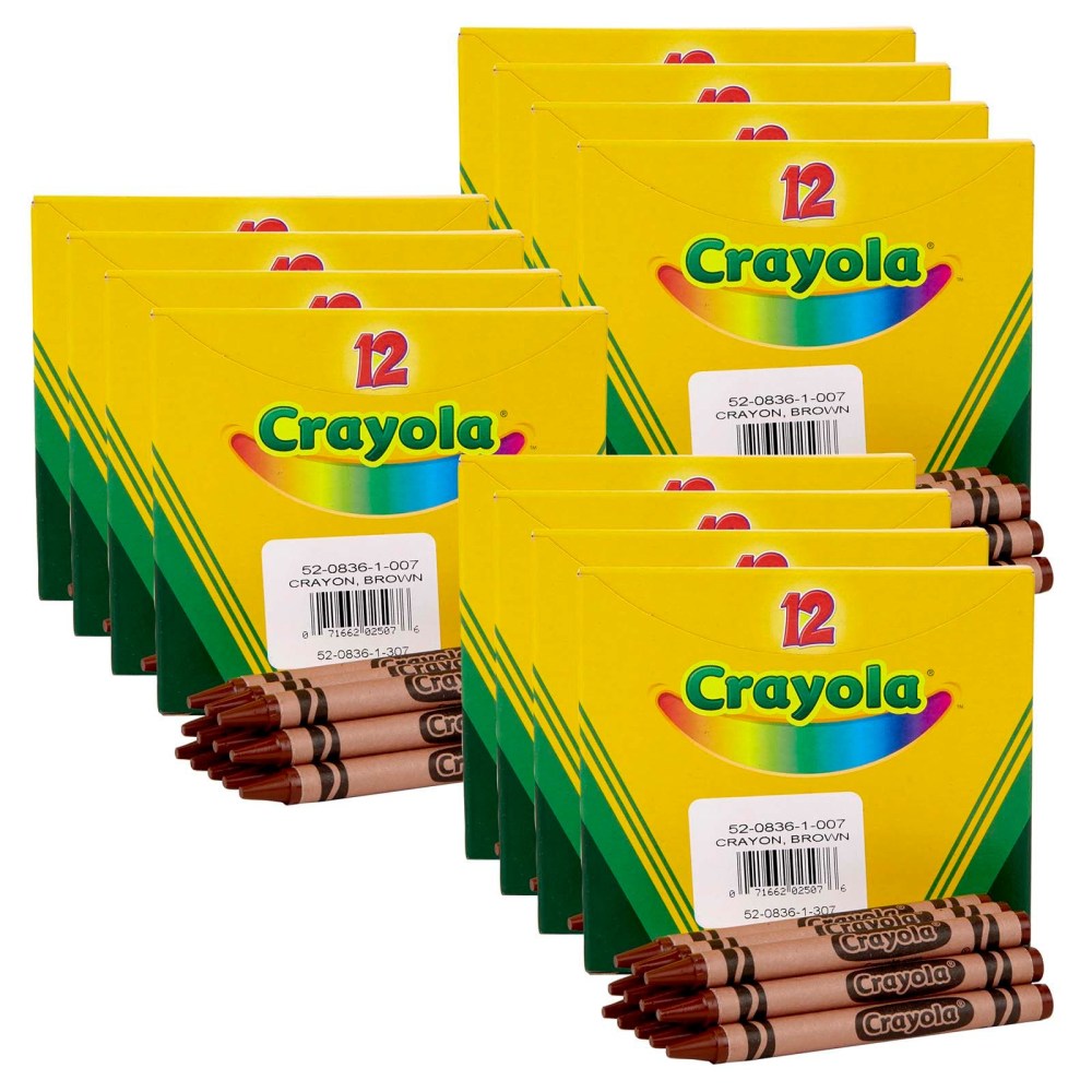 Crayola Bulk Crayons, Regular Size, Brown, 12 Per Box, Set Of 12 Boxes MPN:BIN520836007-12