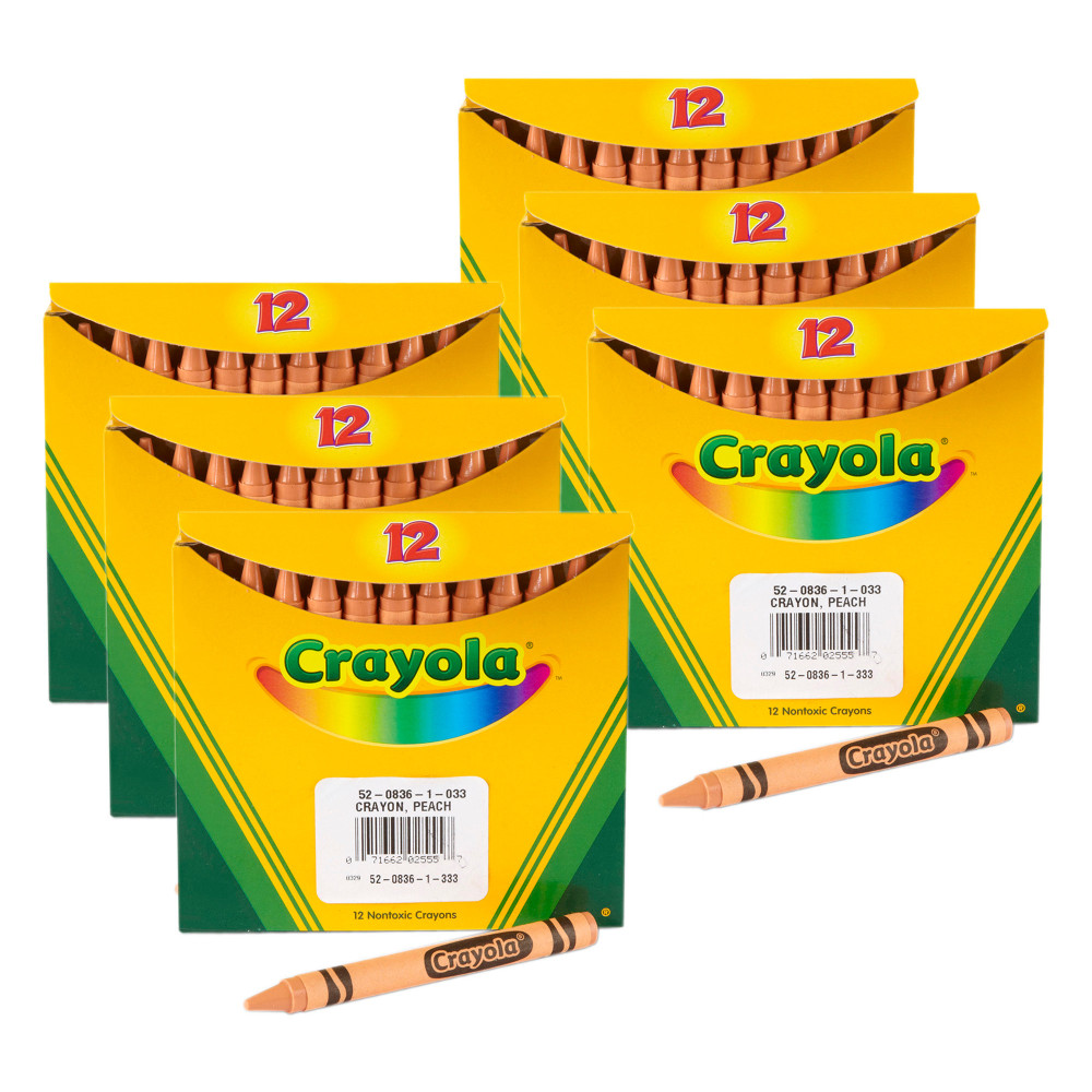 Crayola Bulk Crayons, Regular Size, Peach, 12 Per Pack, Set Of 6 Packs MPN:BIN520836033-6
