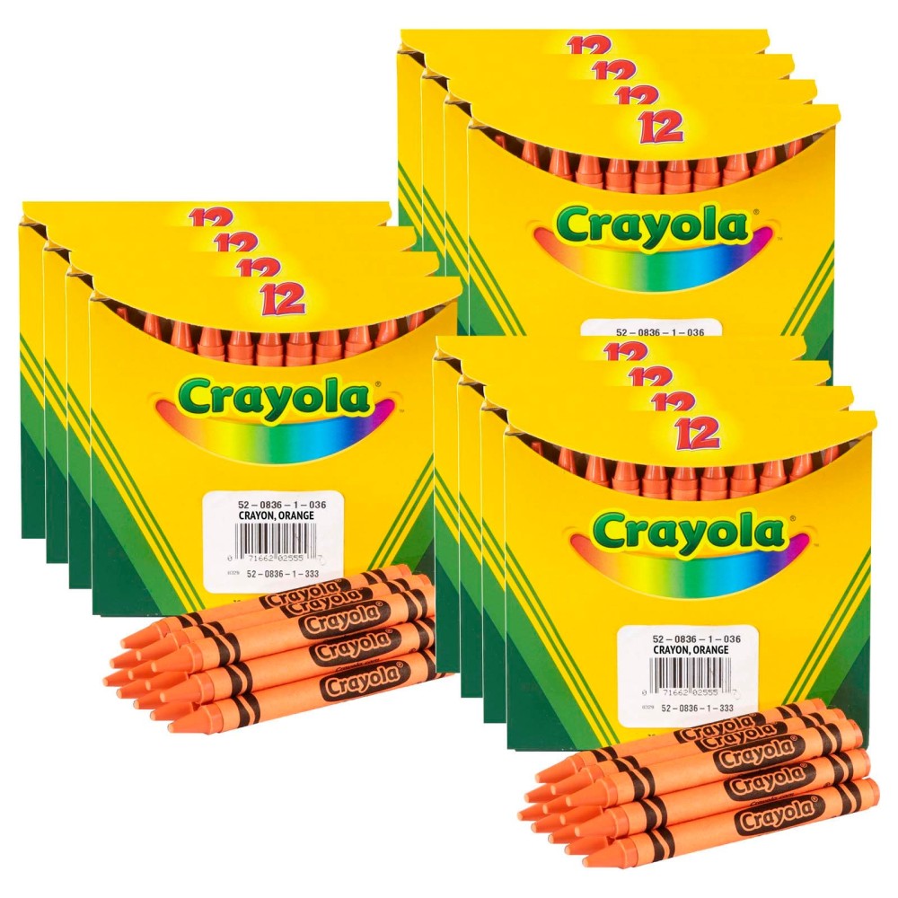Crayola Bulk Crayons, Regular Size, Orange, 12 Per Box, Set Of 12 Boxes MPN:BIN520836036-12