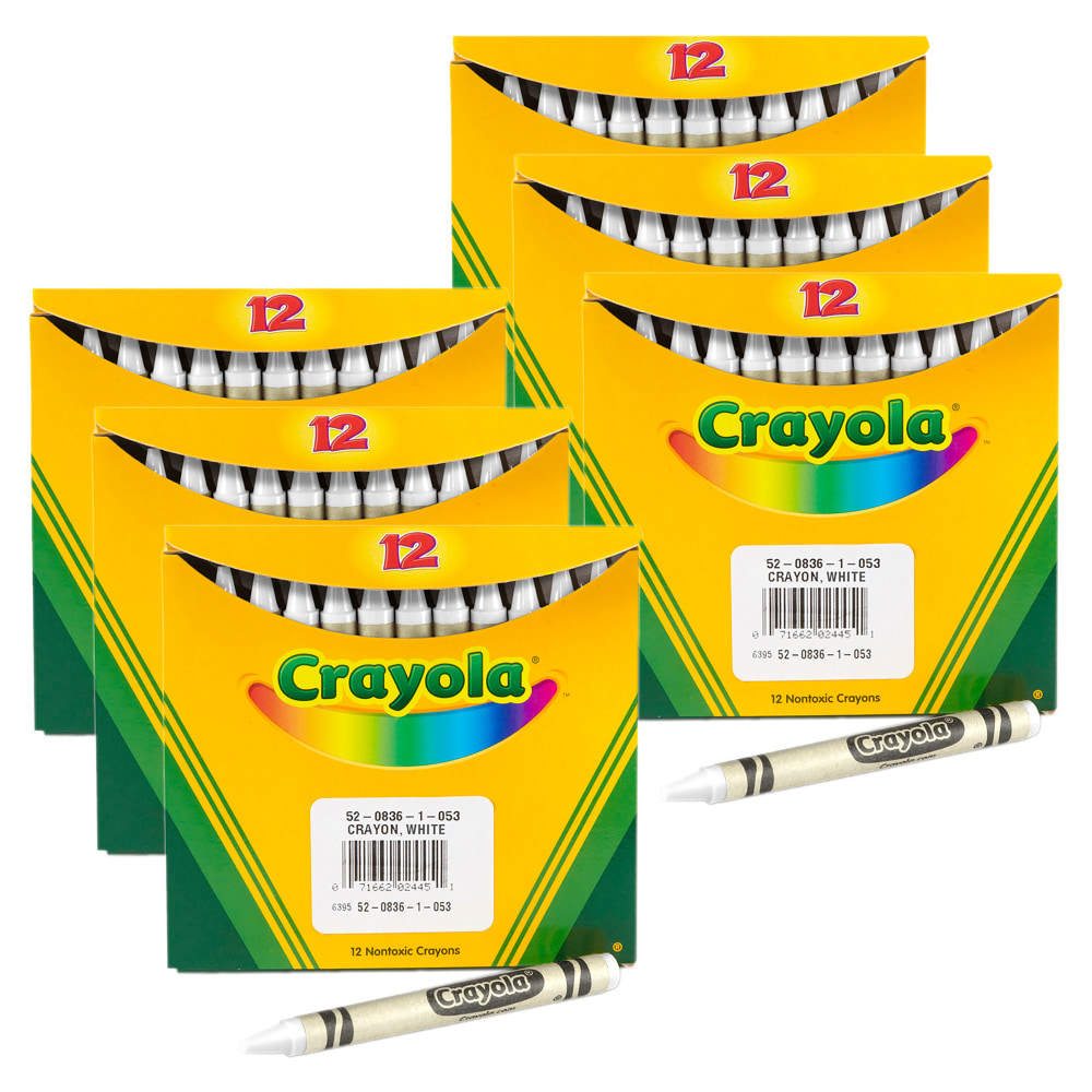 Crayola Bulk Crayons, Regular Size, White, 12 Per Pack, Set Of 6 Packs MPN:BIN520836053-6