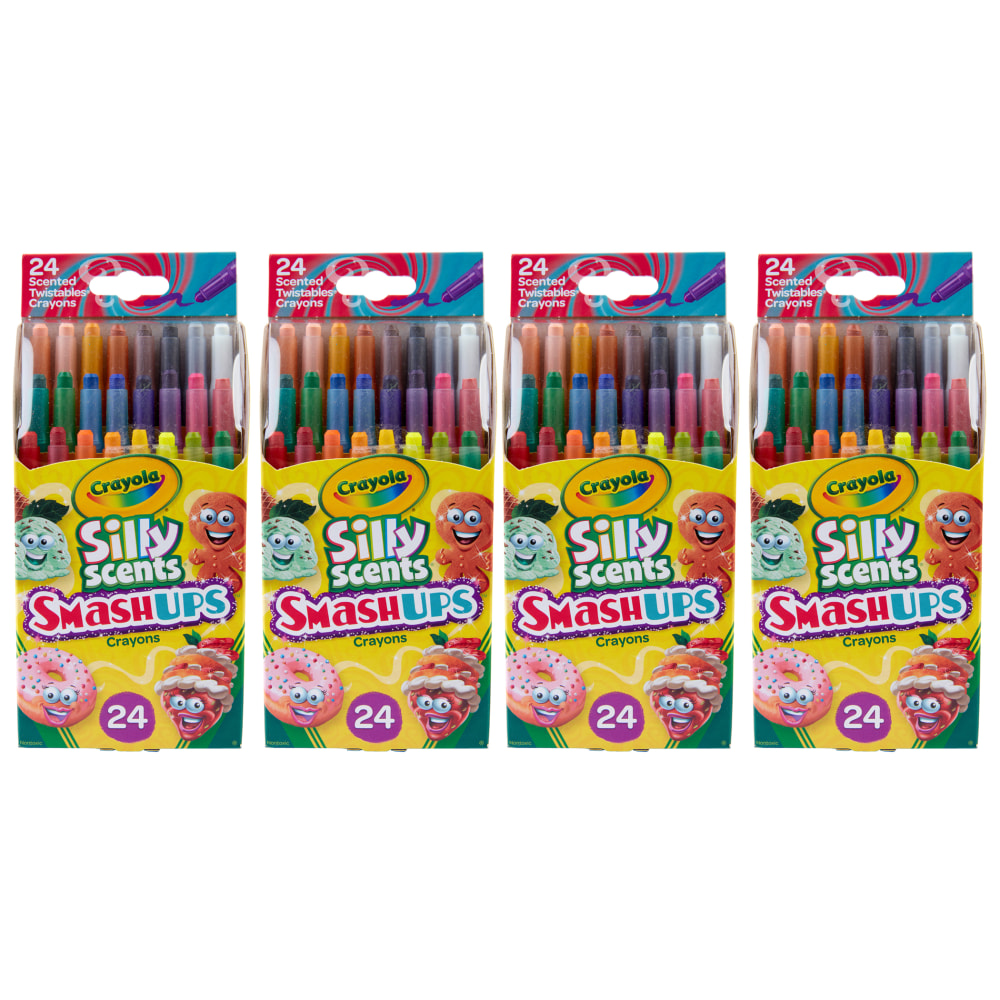Crayola Silly Scents Smash Ups Mini Twistables Scented Crayons, Assorted Colors, Pack Of 24 Crayons, Set Of 4 Packs MPN:BIN523470-4