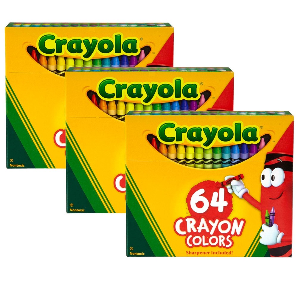 Crayola Crayons, Regular Size, 64 Per Box, Set Of 3 Boxes MPN:BIN64-3