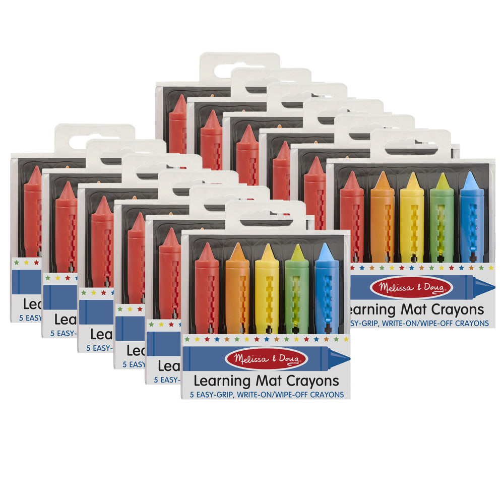 Melissa & Doug Learning Mat Crayons, Assorted Colors, 5 Crayons Per Pack, Set Of 12 Packs MPN:LCI4279-12