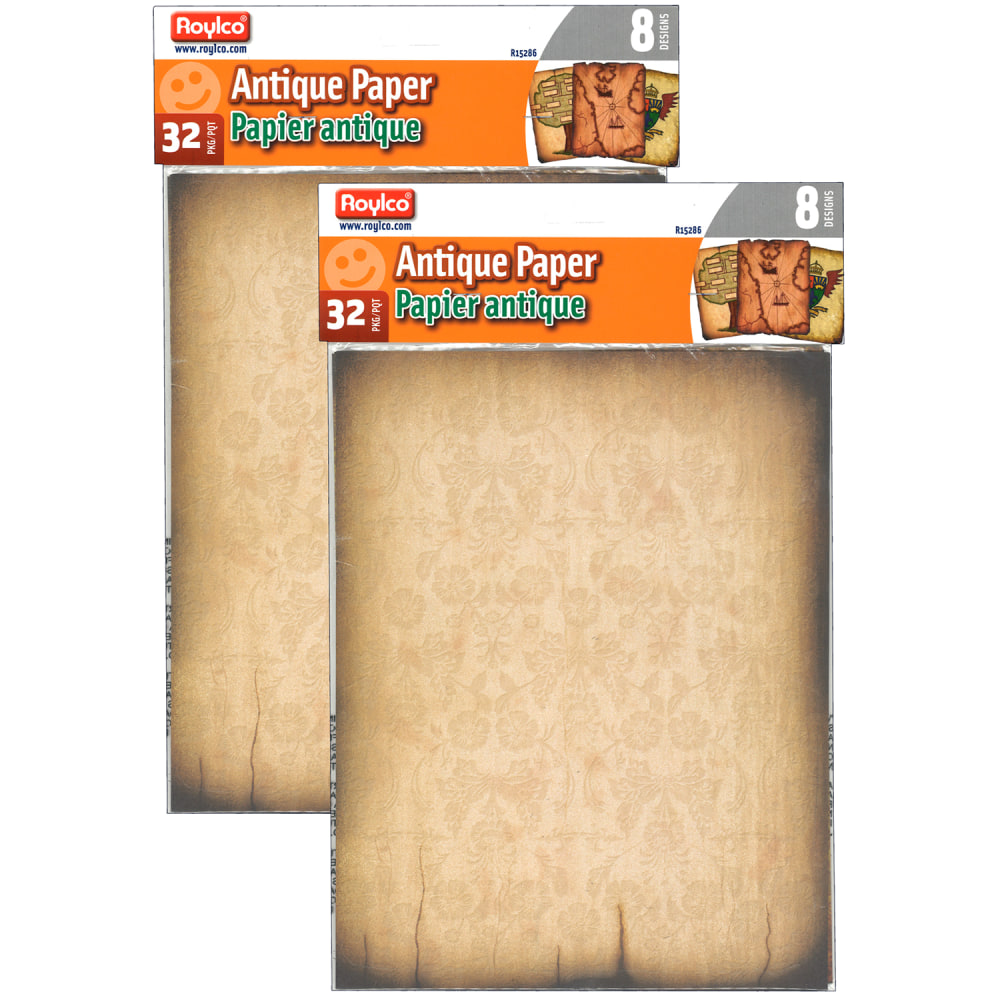Roylco Antique Paper, 8-1/2in x 11in, Multicolor, 32 Sheets Per Pack, Set Of 2 Packs MPN:R-15286-2