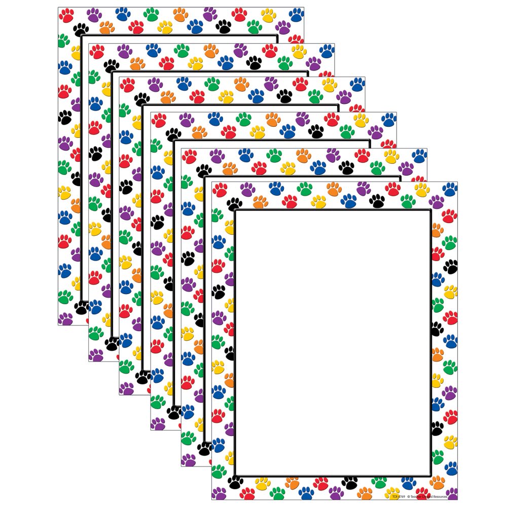 Teacher Created Resources Computer Paper, 8-1/2in x 11in, Colorful Paw Prints, 50 Sheets Per Pack, Set Of 6 Packs MPN:TCR4769-6