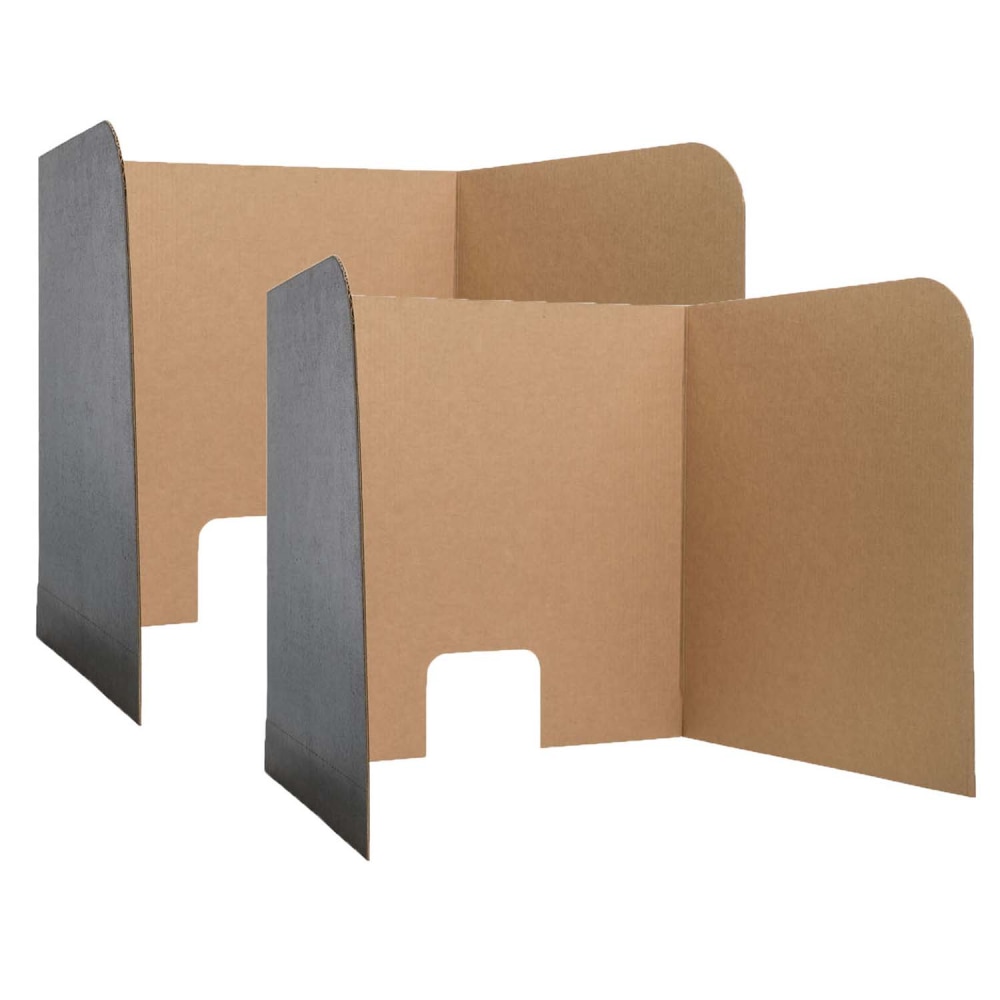 Flipside Products Computer Lab Privacy Screens, Corrugated Cardboard, 62in x 22-1/2in, Black, 3 Screens Per Pack, Set Of 2 packs MPN:FLP61856-2