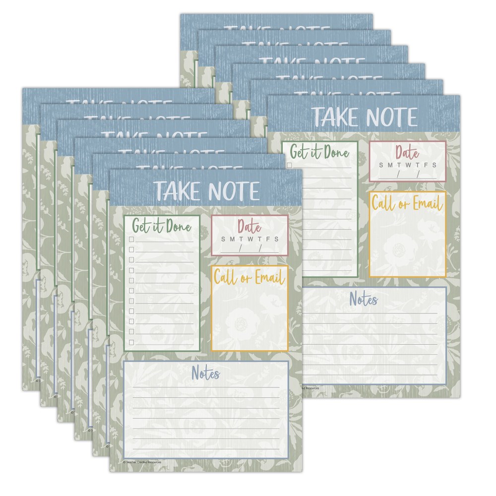 Teacher Created Resources Notepad, 5-1/4in x 8-1/4in, 50 Sheets, Classroom Cottage, Pack Of 12 MPN:TCR7198-12