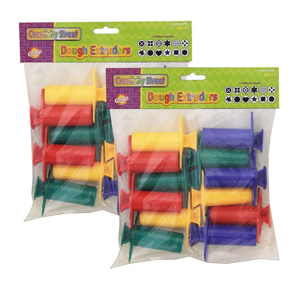 Creativity Street Dough Extruders, 12 Assorted Patterns, Approx. 3in, 12 Pieces Per Pack, Set Of 2 Packs MPN:CK-9769-2