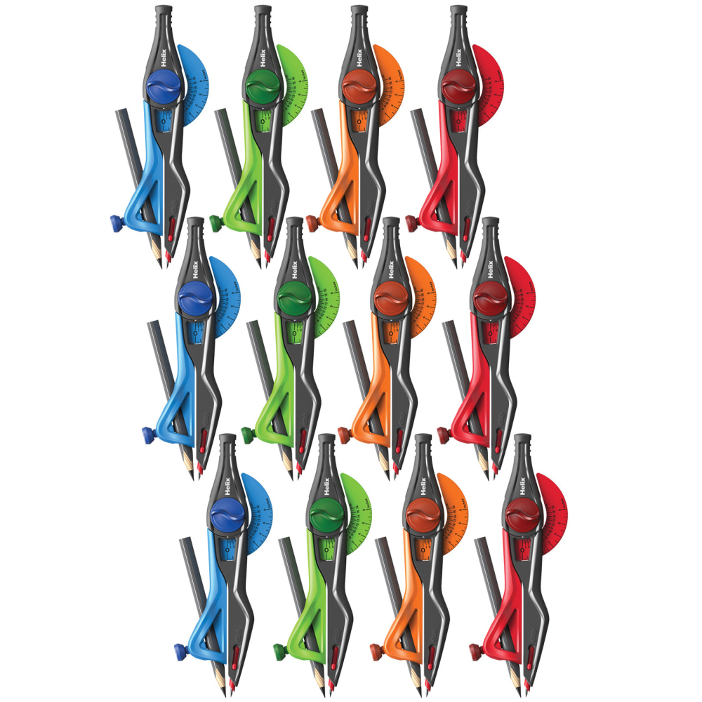 Helix Universal Locking Compass, Assorted Colors, Pack Of 12 MPN:MAP37280-12