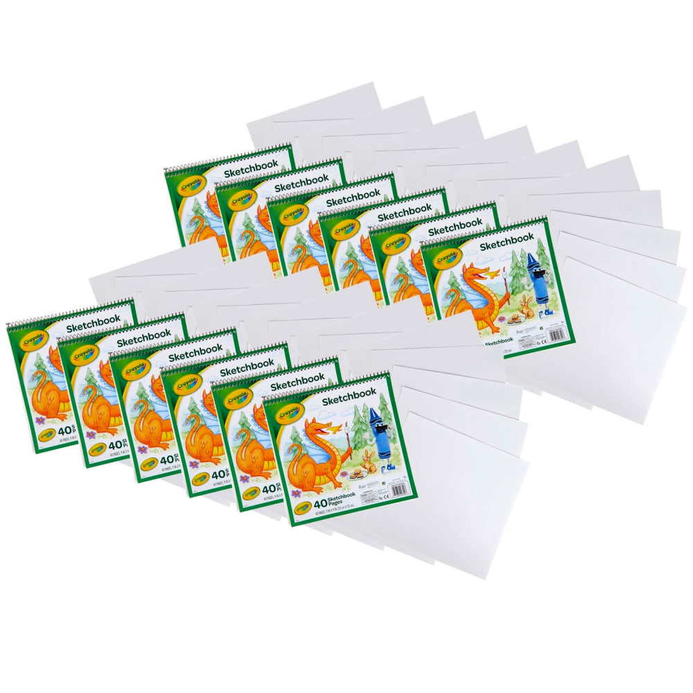 Crayola Kids Sketchbooks, 20 Sheets, 9in x 9in, White, Pack Of 12 Sketchbooks MPN:BIN993404-12